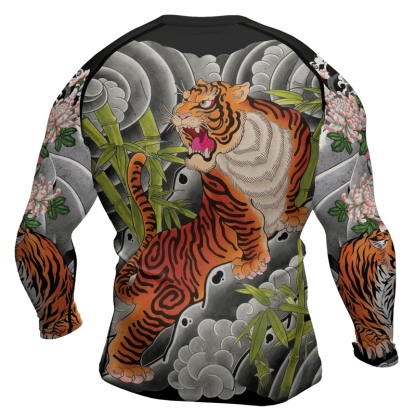 Wild Tiger Forest Mens Long Sleeve Compression Shirt