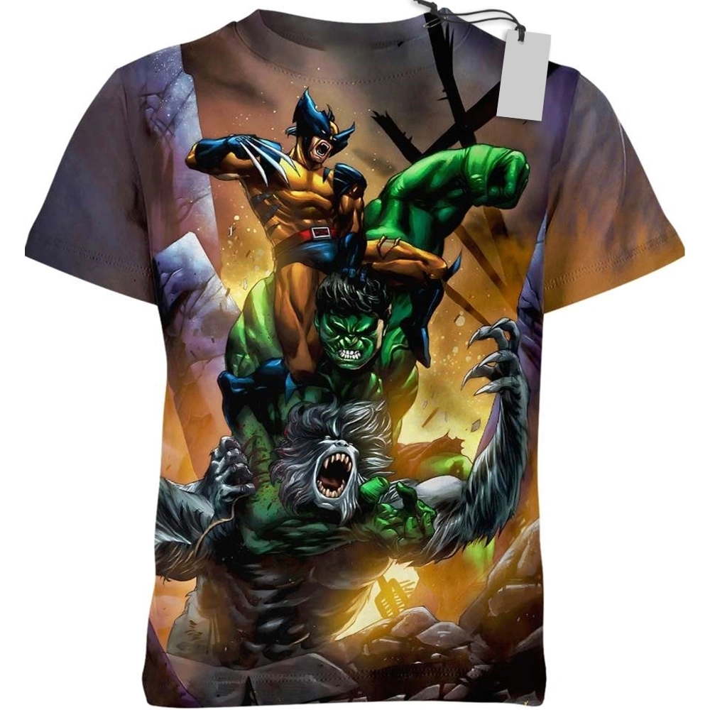 Wolverine Hulk Vs Wendigo Superpower Heroes T-Shirt Wolverine Superpower Heroes T-Shirt