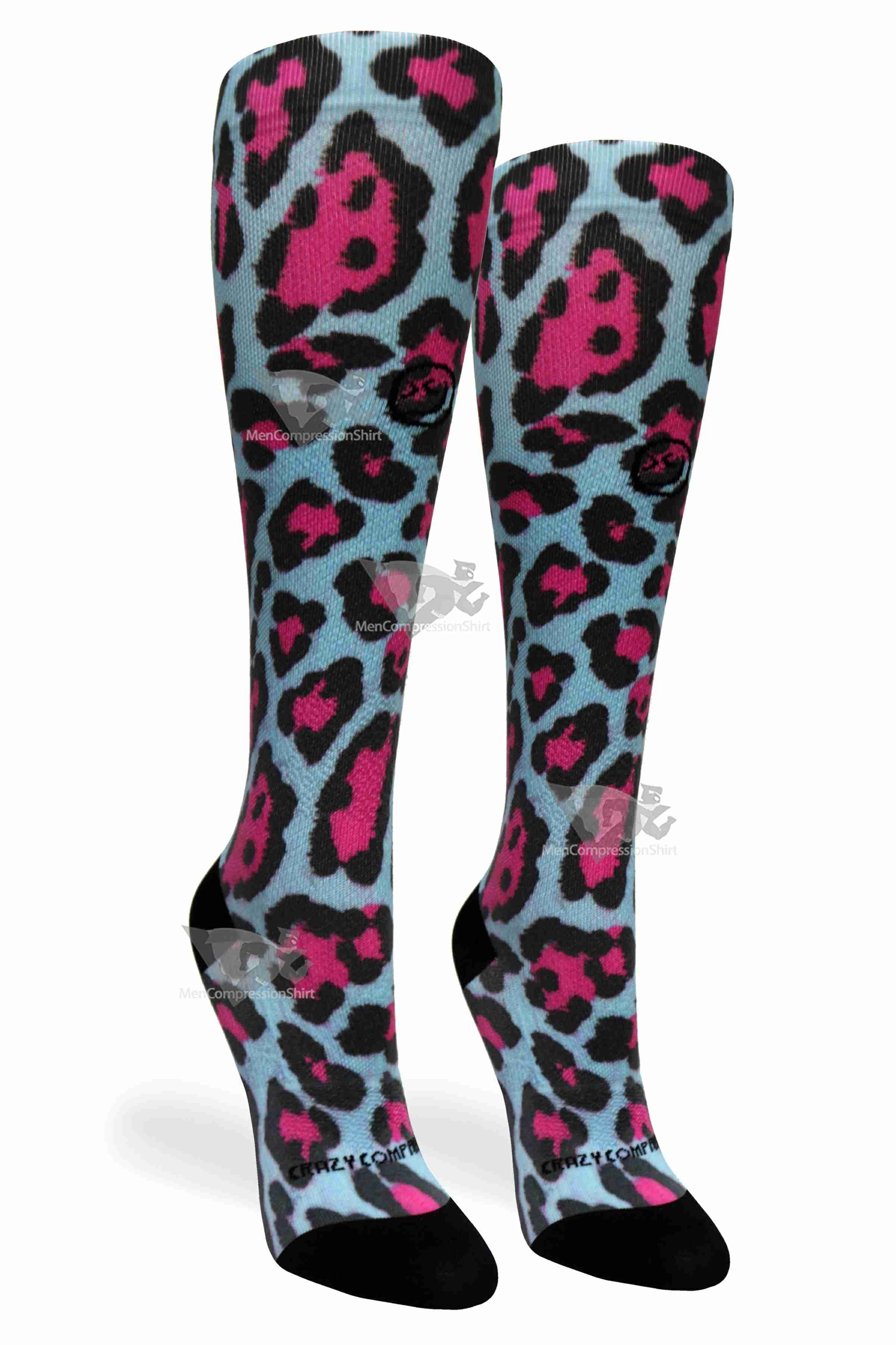 Women Compression Socks Cheetah Blue