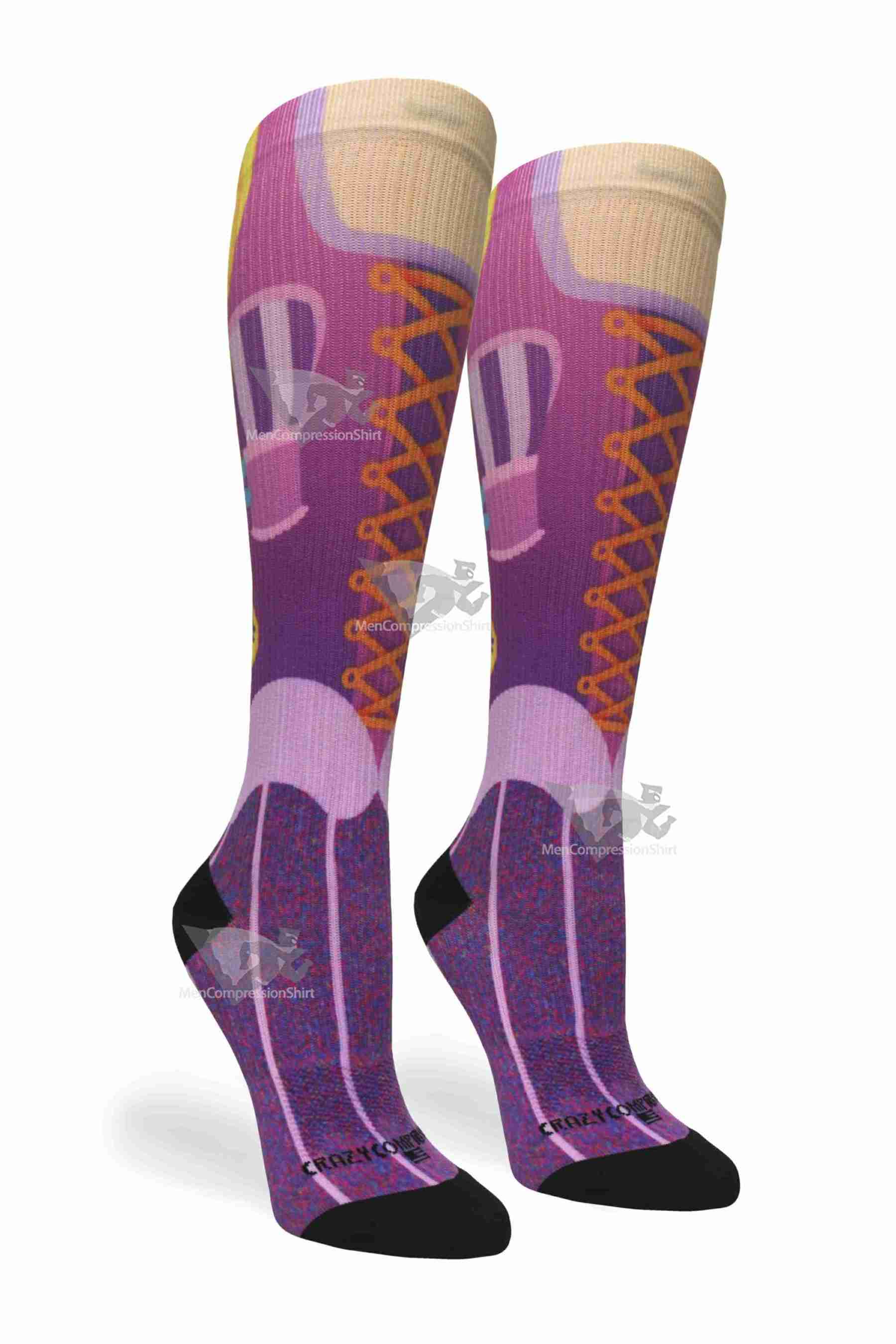 Women Compression Socks Gold Hair Princess