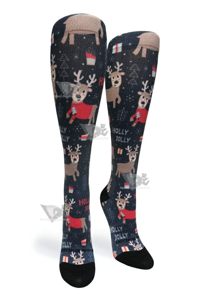 Women Compression Socks Holly Jolly