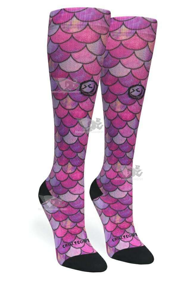 Women Compression Socks Mermaid Pink