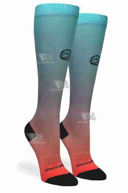 Women Compression Socks Ombre Peach Aqua