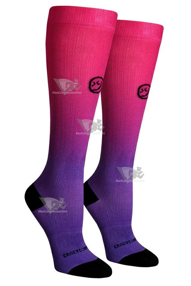Women Compression Socks Ombre Pink Purple