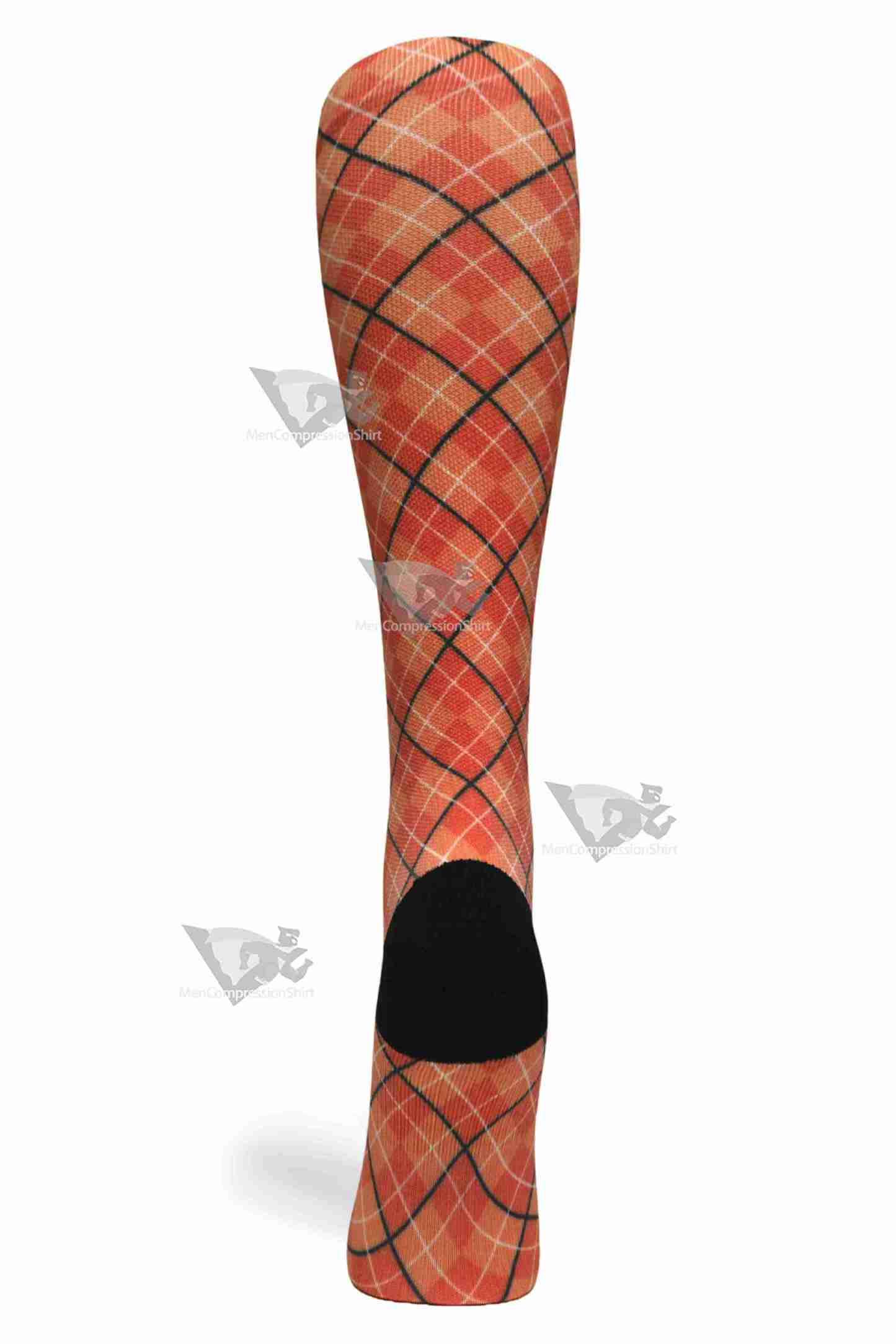 Women Compression Socks Orange Plaid