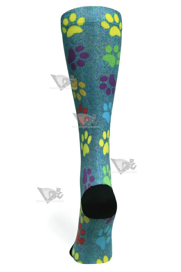 Women Compression Socks Paw Prints Station Blue