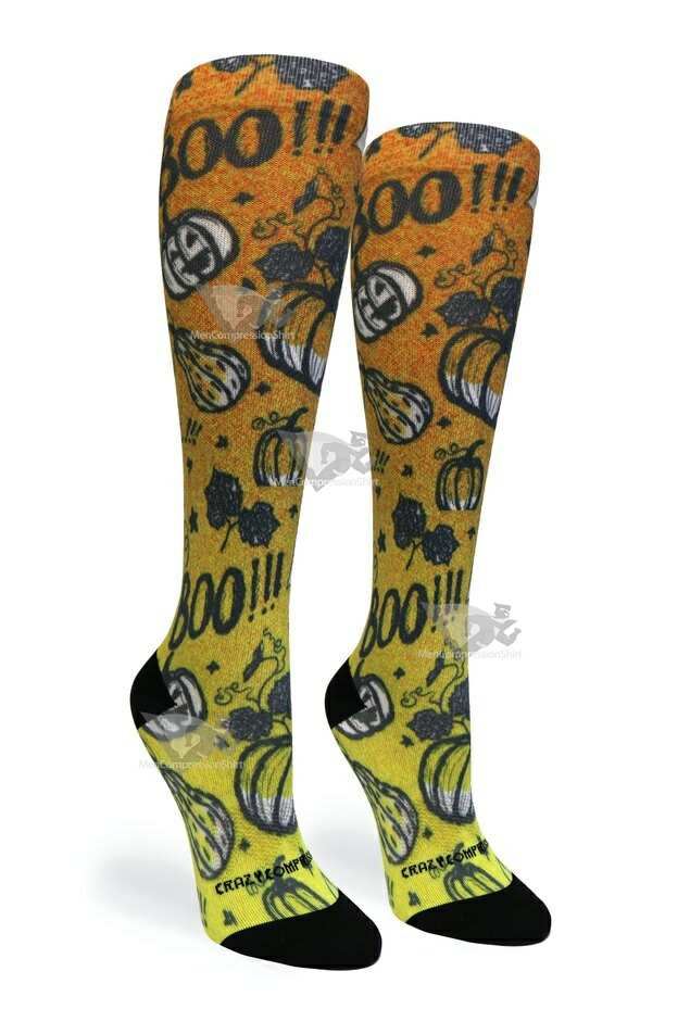 Women Compression Socks Pumpkin Boo