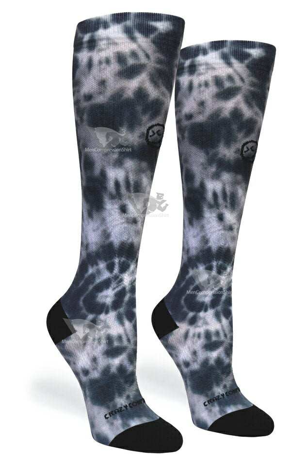 Women Compression Socks Tie Dye Black