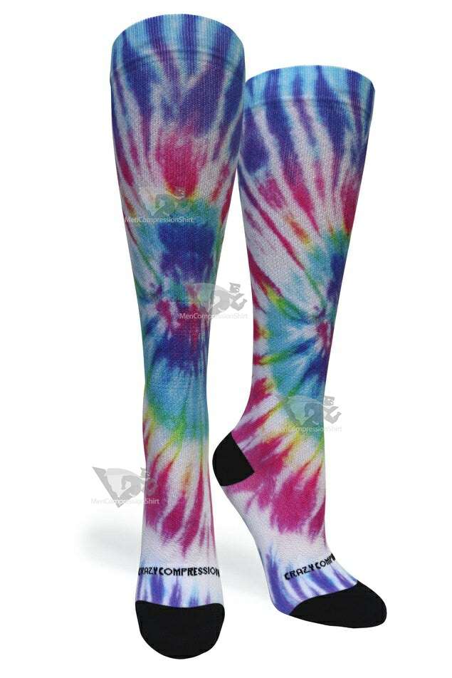 Women Compression Socks Tie Dye Rainbow