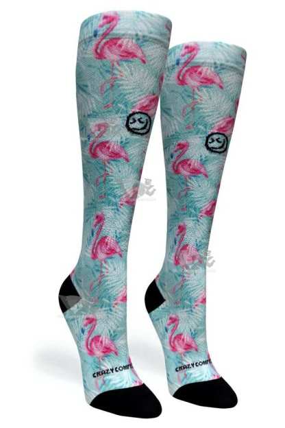 Women Compression Socks Tropical Flamingo