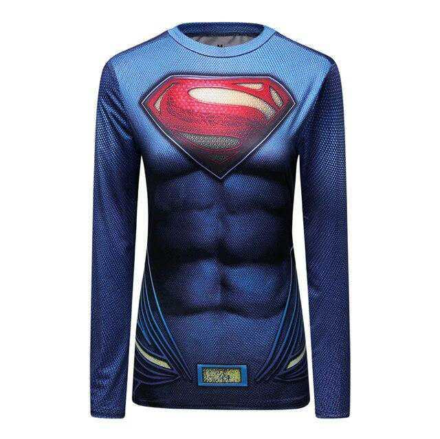 Women Superman Compression Elite Long Sleeve Rashguard