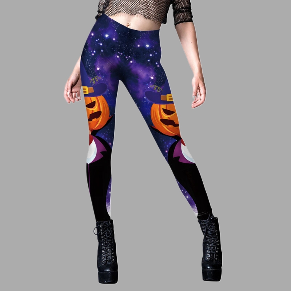 Womens Halloween Pumpkin Printed Fashion Compression Leggings