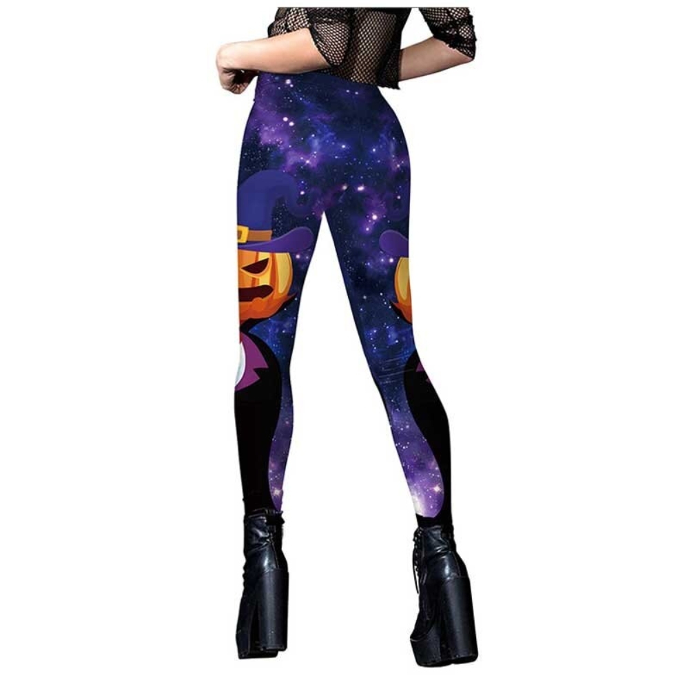 Womens Halloween Pumpkin Printed Fashion Compression Leggings