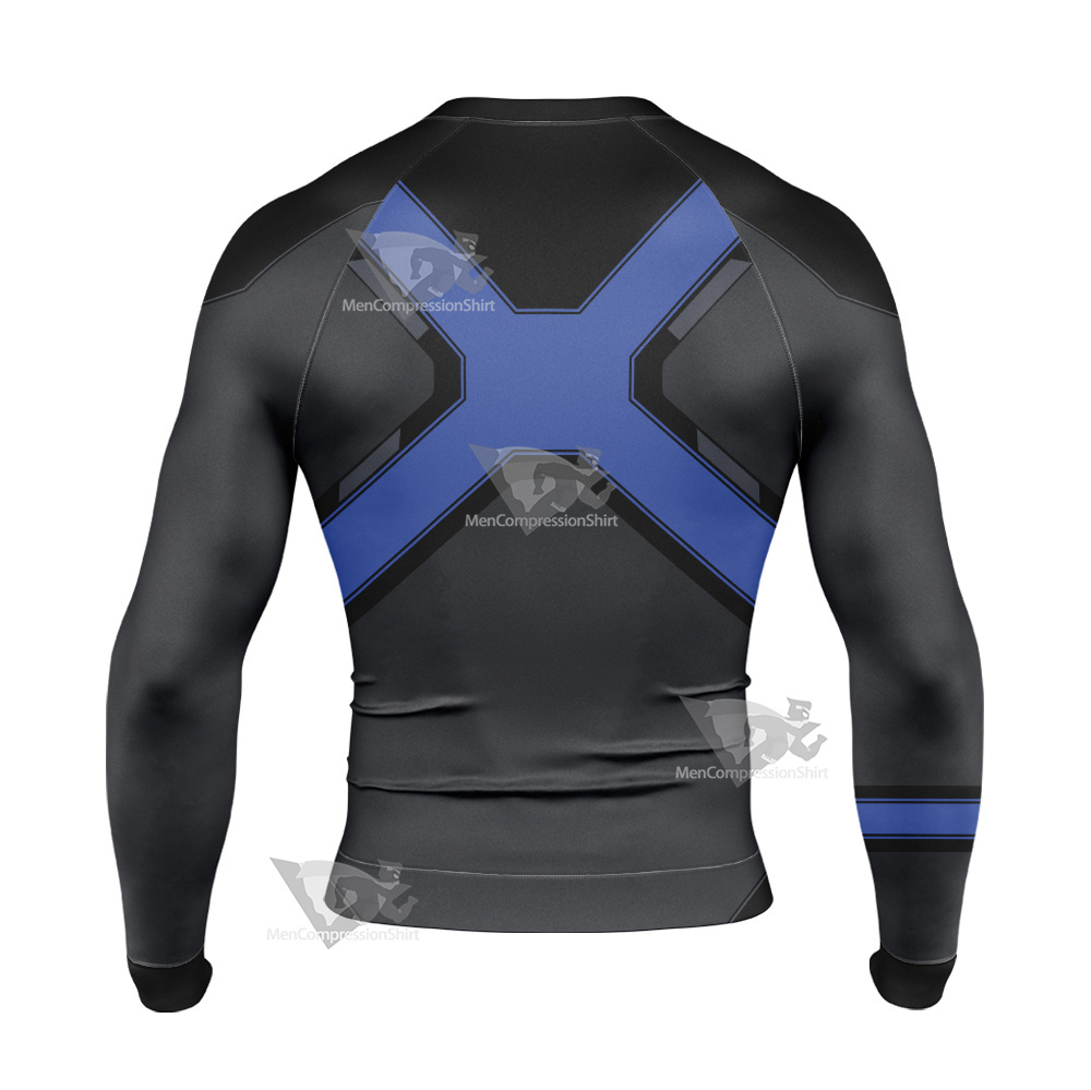 X Men Blue Polaris Long Sleeve Compression Shirt