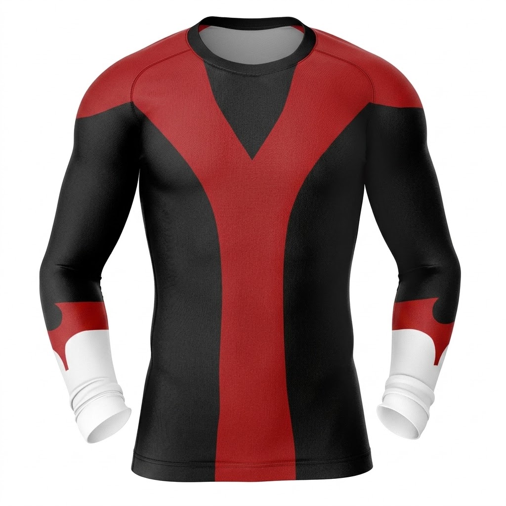 X Nightcrawler Red Orange Long Sleeve Compression Shirt