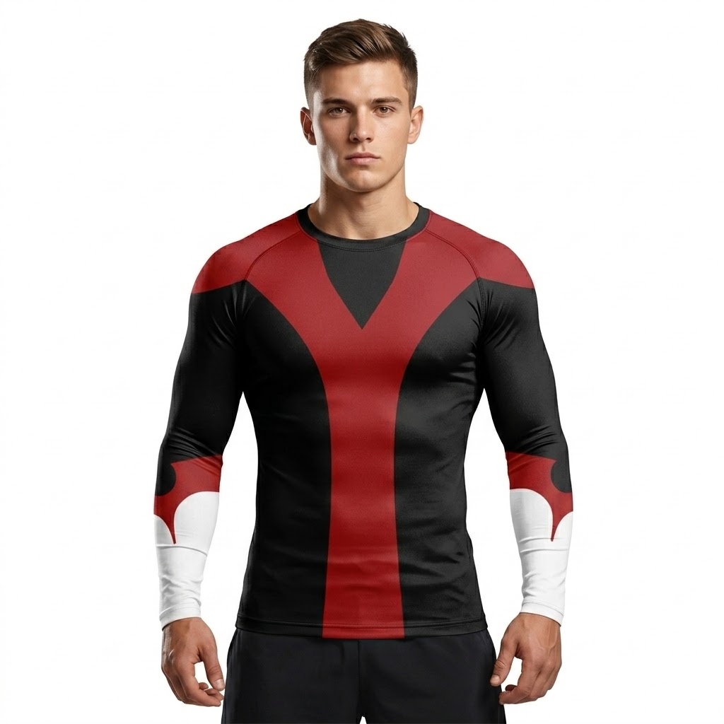 X Nightcrawler Red Orange Long Sleeve Compression Shirt