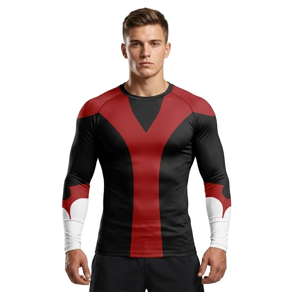X Nightcrawler Red Orange Long Sleeve Compression Shirt