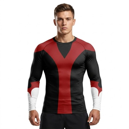 X Nightcrawler Red Orange Long Sleeve Compression Shirt