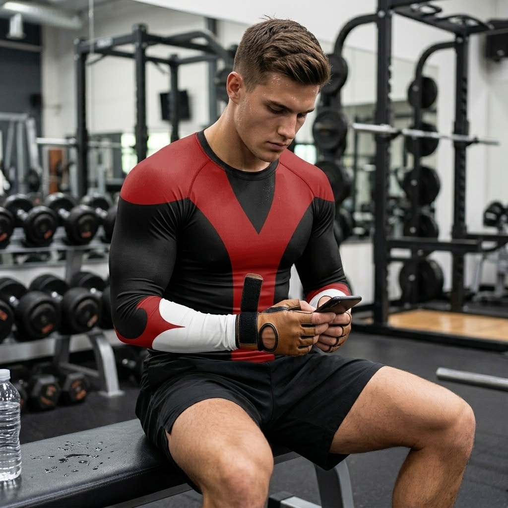 X Nightcrawler Red Orange Long Sleeve Compression Shirt
