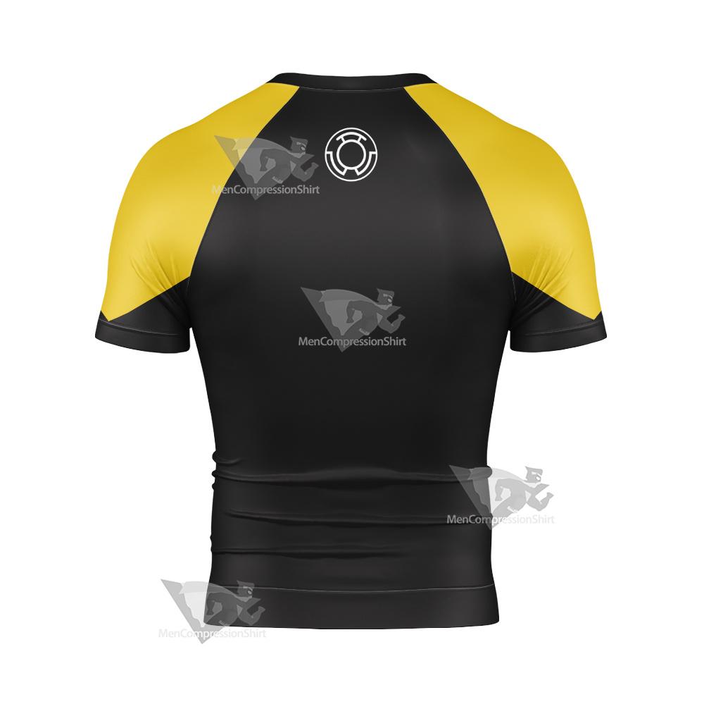 Dc Yellow Lantern Batman Cosplay Short Sleeve Compression Shirt