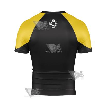 Dc Yellow Lantern Batman Cosplay Short Sleeve Compression Shirt