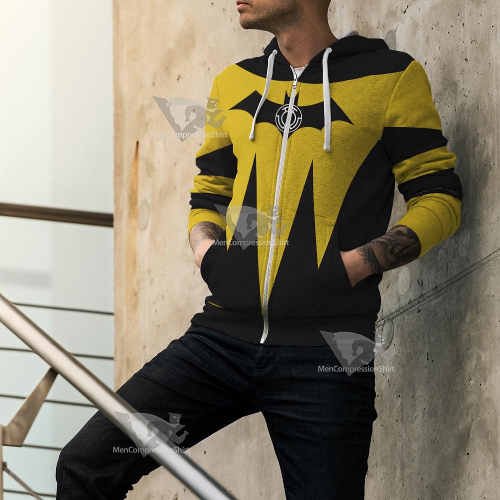 Dc Yellow Lantern Batman Cosplay Zip Up Hoodie