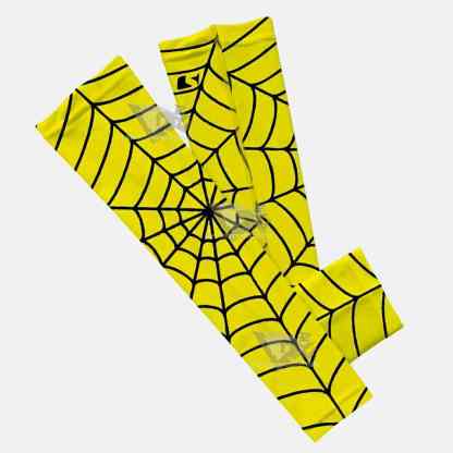Yellow With Black Web Pattern Kids Arm Sleeve