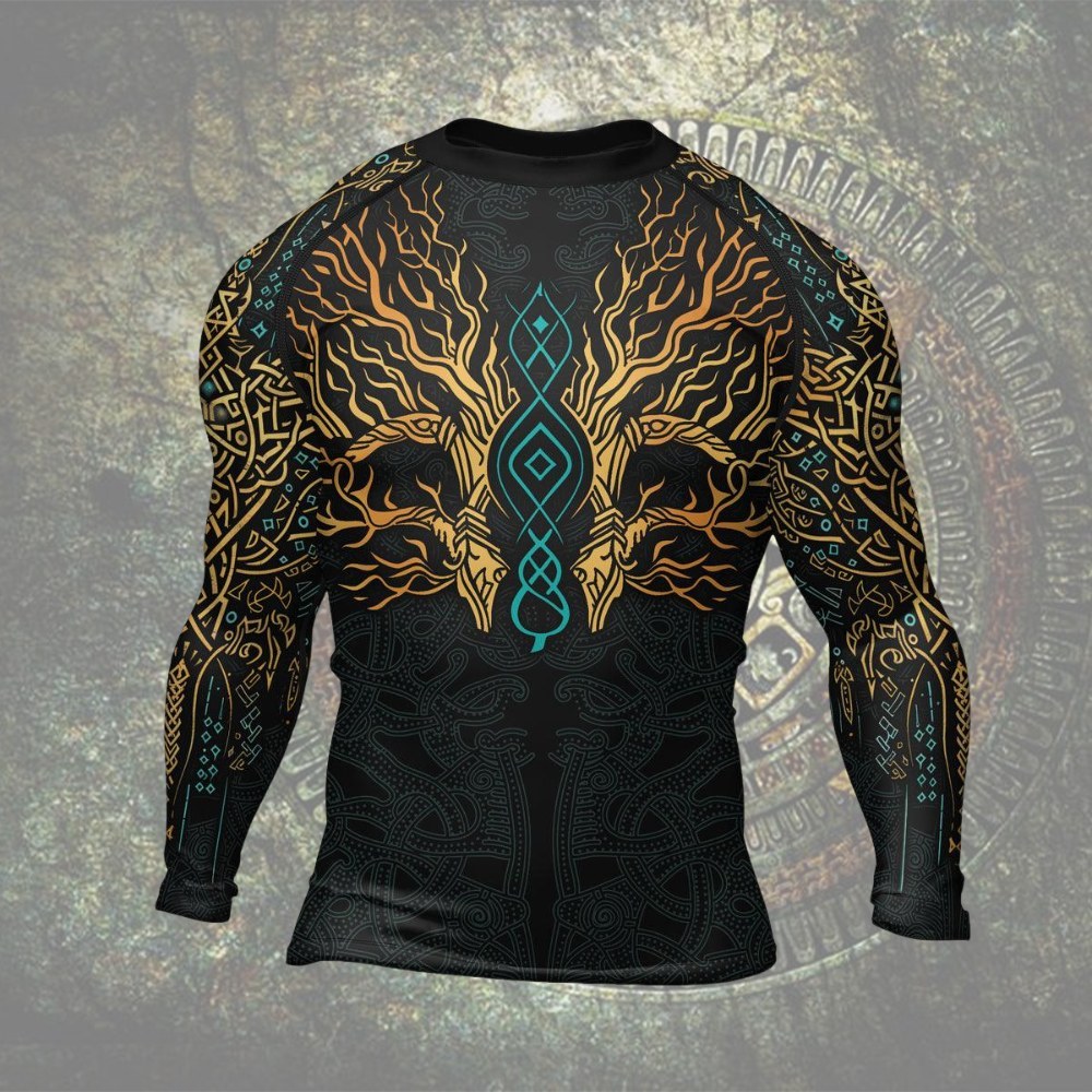 Yggdrasils Embrace Mens Long Sleeve Compression Shirt