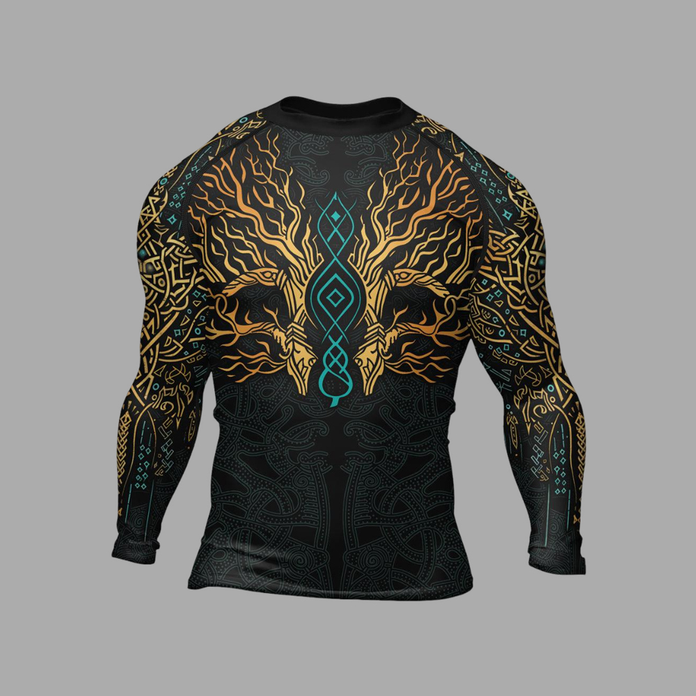 Yggdrasils Embrace Mens Long Sleeve Compression Shirt