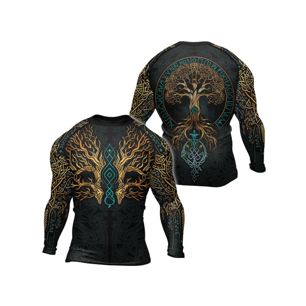 Yggdrasils Embrace Mens Long Sleeve Compression Shirt
