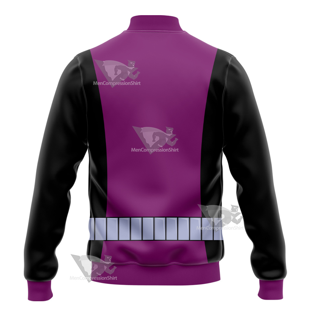 Young Justice Beast Boy Purple And Black Cosplay Varsity Jacket