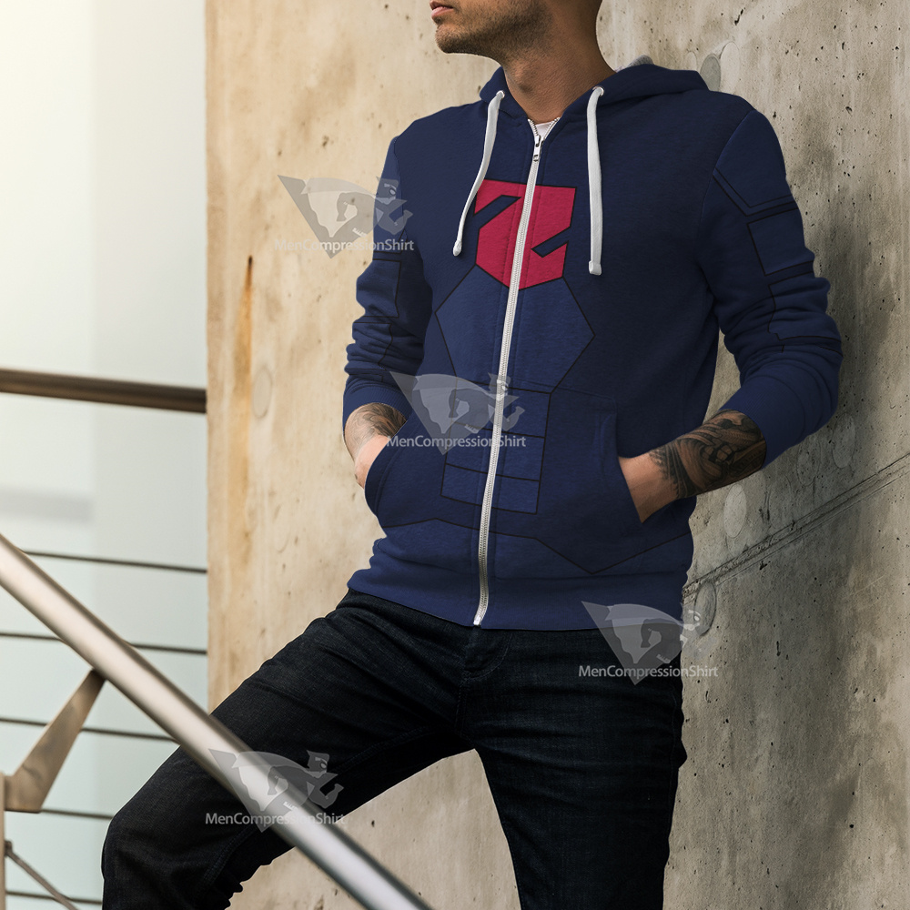 Young Justice Lor Zod Blue Cosplay Zip Up Hoodie
