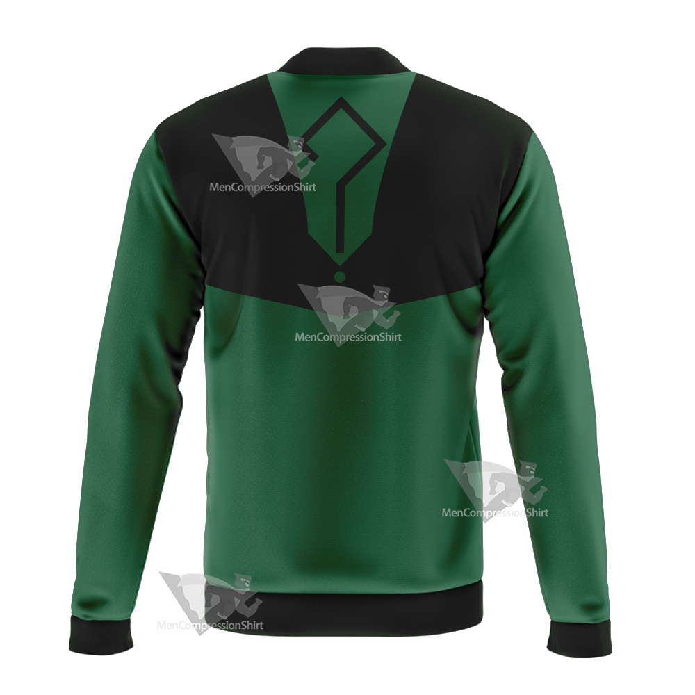 Young Justice Riddler Green Question Mark Cosplay Bomber Jacket