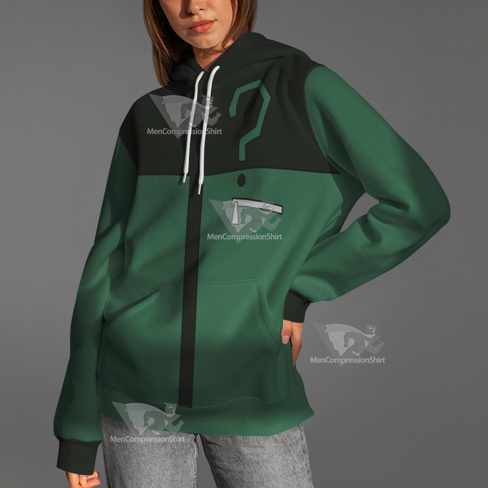Young Justice Riddler Green Question Mark Cosplay Hoodie