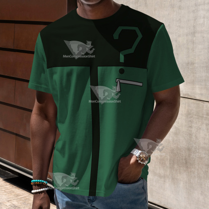 Young Justice Riddler Green Question Mark Cosplay T-Shirt