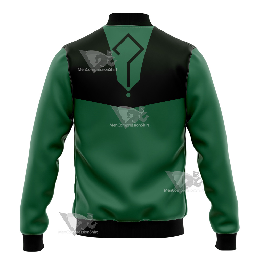 Young Justice Riddler Green Question Mark Cosplay Varsity Jacket