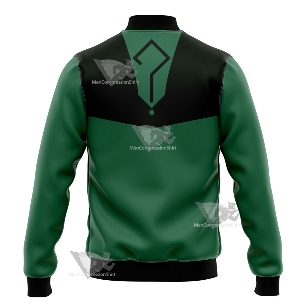 Young Justice Riddler Green Question Mark Cosplay Varsity Jacket