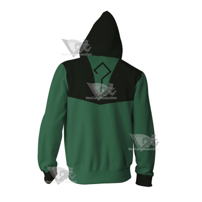 Young Justice Riddler Green Question Mark Cosplay Zip Up Hoodie