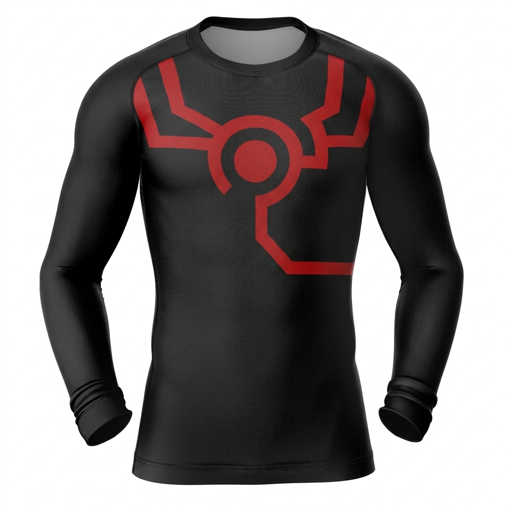 Yugioh Yusei Fudo Red Orange Long Sleeve Compression Shirt