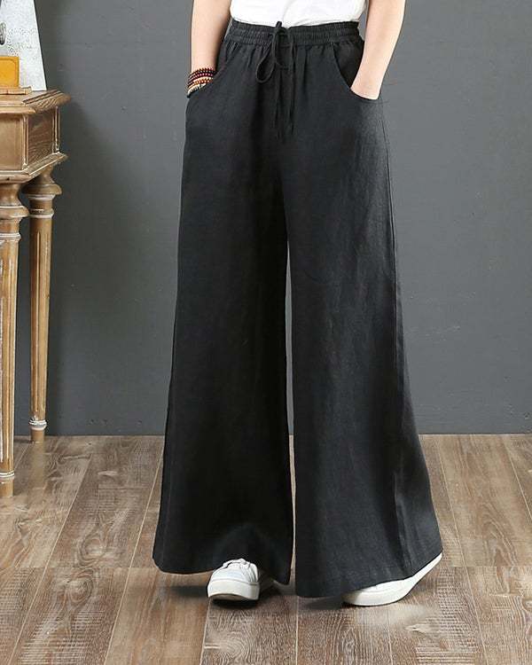 Women's Casual Cotton and Linen Loose Wide-Leg Pants S-3XL