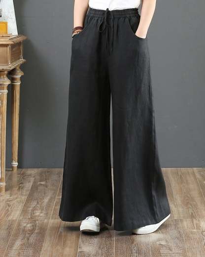 Women's Casual Cotton and Linen Loose Wide-Leg Pants S-3XL
