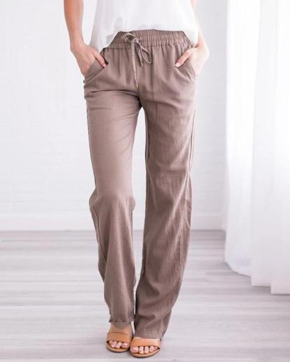 Women's Linen Cotton Straight Pants