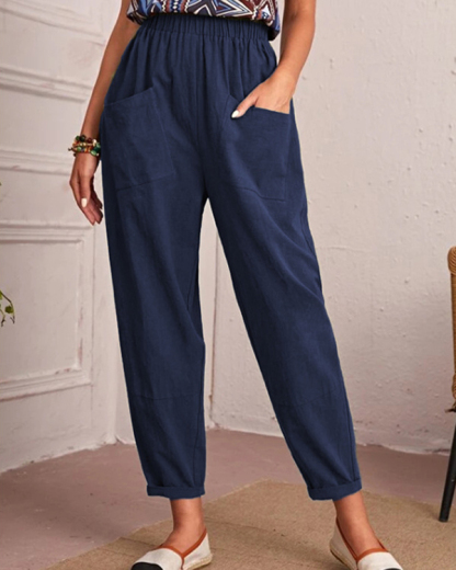 Linen Stretch Casual Pocket Pants