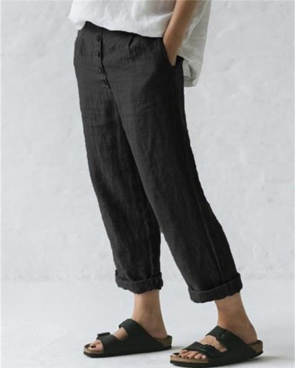 Linen Solid Women Causal Plus Size Daily Ourdoor Pants