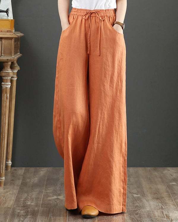 Women's Casual Cotton and Linen Loose Wide-Leg Pants S-3XL