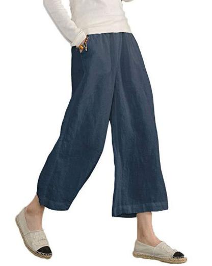 Women Solid Casual Linen Havana Nights Pants