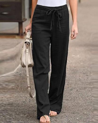 Plus Size Women's Linen Cotton Straight Pants