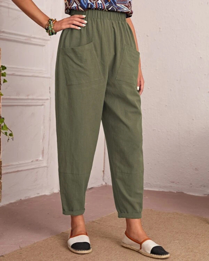 Linen Stretch Casual Pocket Pants