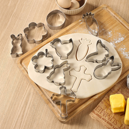 Stainless Steel Christmas Cookie Mold 10 Piece Set Halloween Baking Tools Easter Cookie Mold Cake Mold