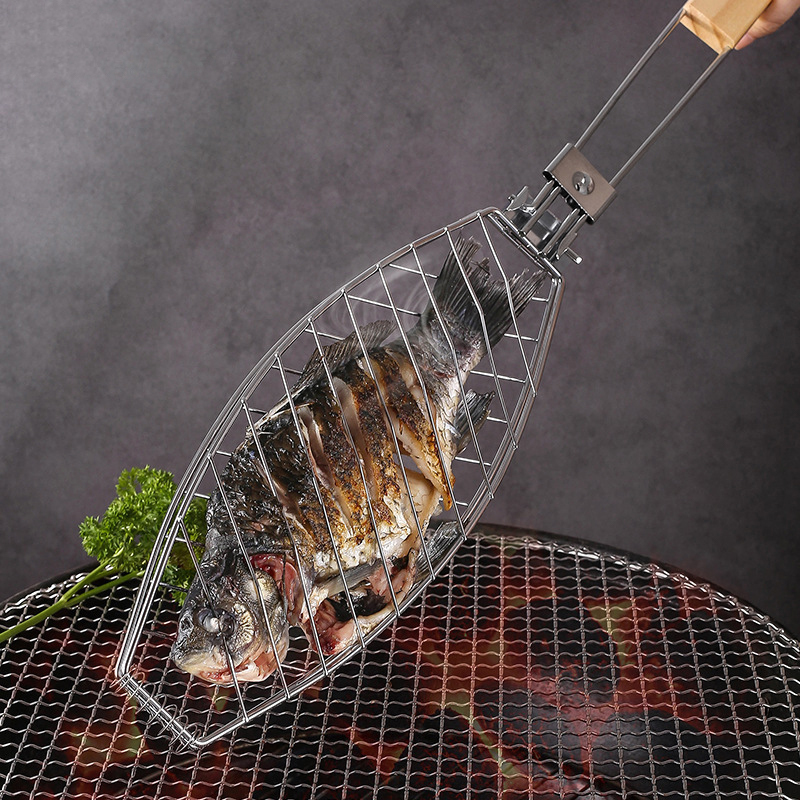 Grilled fish clip removable grilling net household multifunctional hamburger clip grilled fish clip anti-scalding barbecue clip